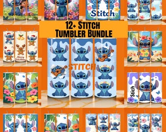 Stitch Tumbler Wrap Png Bundle, 3D Inflated Stitch Tumbler Design PNG, Cute Cartoon Stitch SPng, Lilo & Stitch Sublimation