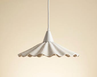 Ceramic Pendant Light, Housewarming Gift — Nordic White Pleated Chandelier for Cozy Modern Homes