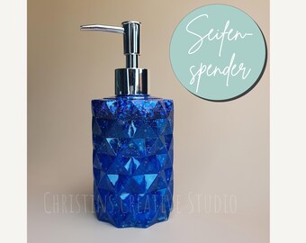 Dispenser di sapone in resina epossidica realizzato a mano, un elegante accessorio per il bagno e un regalo di lusso unico per l'inaugurazione di una nuova casa.