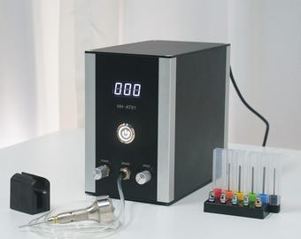 No External Compressor Pneumatic Jewelry Engraving Machine, Compact Built-in Air System Engraver Tool with 6 Gravers & Foot Pedal Control