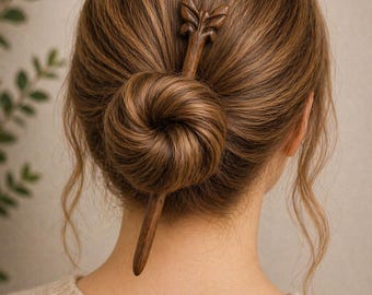 Horquilla de madera de nogal con forma de mariposa, horquilla natural hecha a mano para moño, accesorio minimalista.