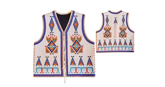 Old American Style Handmade Beaded Front Powwow Regalia Vest LZ-PV-025