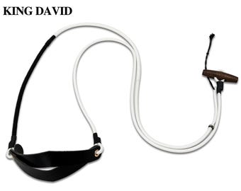 King David Shepherd Sling Centurion Series, Microfiber Leather, Hand Braided T-Handle and Dual Loops Stone Sling with Whip Crack