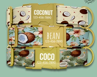 Coconut Dog Collar Personalized Engraved Gift For Dog Owner Custom Tropical Collar Leash Set Hawaiian Dog Collars Gift For Dog Mom FF-67