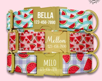 Watermelon Fruit Dog Collar Personalized Engraved Gift For Dog Lover Custom Collar Leash Set Summer Fruit Dog Collars Puppy Gift FF-129
