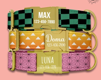 Anime Dog Collar Personalized Gift For Anime Lover Collar Leash Set With Engraved Name Ichimatsu Dog Collar Custom Dog Owner Gift FF-104