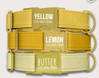 Yellow Dog Collar Personalized Gift For Dog Owner Custom Wedding Dog Collar Leash Set Engraved with Name Luxury Custom Dog Collar FF-62