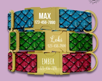 Dragon Scales Dog Collar Personalized Engraved With Name Gifts For Dog Owner Custom Dragon Dog Collar Leash Set Gifts For Dog Lover FF-95