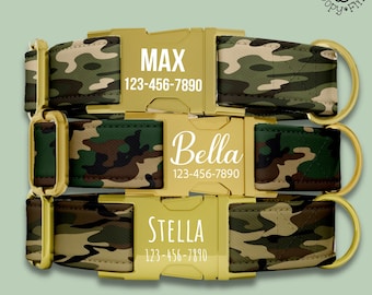 Camo Dog Collar Personalized Gift For Dog Lover Boy Dog Camouflage Custom Collar Leash Set With Name Engraving Custom Dog Owner Gift FF-52