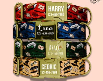 Witch Dog Collar Personalized Gift For Dog Owner Magic Collar Leash Set Wizard Dog Collar Engraved Name Custom Gift For Dog Lover FF-147