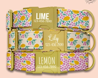 Lemon Fruit Dog Collar Personalized Engraved Gift For Dog Lover Custom Collar Leash Set Summer Fruit Dog Collars Puppy Gift FF-165