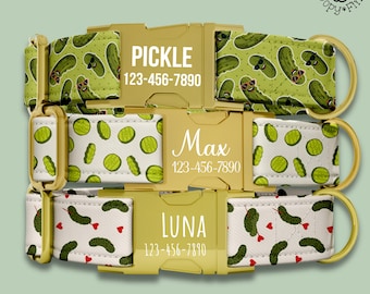Pickle Dog Collar Personalized Gift For Dog Lover Custom Engraved Name Dog Collar Leash Set Funny Pet Collar Pickle Lover Gift FF-139