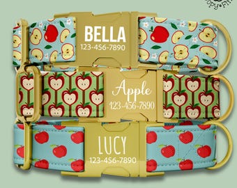 Apple Fruit Dog Collar Personalized Engraved Gift For Dog Lover Custom Collar Leash Set Summer Fruit Dog Collars Puppy Gift FF-166