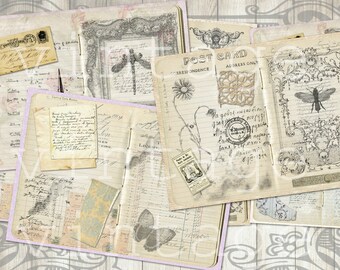 vintage style Junk Journal Folder With 2 Tags and a Vintage 1920s Era Optical Lens Junk Tags Scrapbook Ephemera Genealogy