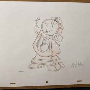 Authentic Cogsworth Disneyworld sketch embossed and signed by artist.