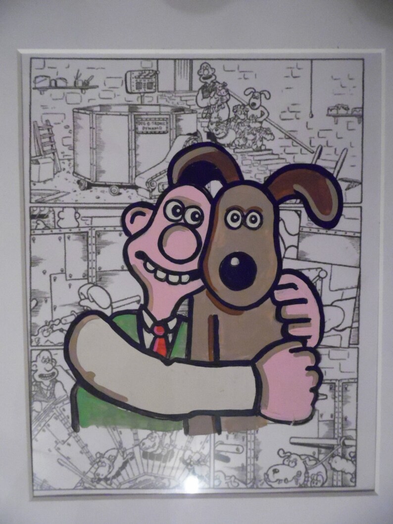 Handpainted Wallace and Gromit animation cel 12 x 10 inch hand Etsy