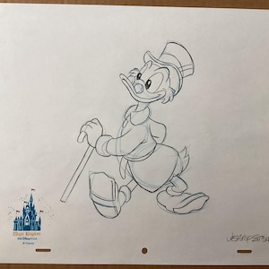 Authentic Scrooge McDuck Disneyworld sketch embossed and signed by artist.