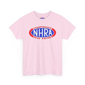 Camiseta de carreras de resistencia del campeonato NHRA / Camiseta con el logotipo de carreras Light Pink