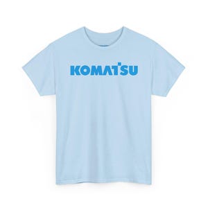 Komatsu White Excavator Machine Tee | Construction Heavy Equipment Shirt Light Blue