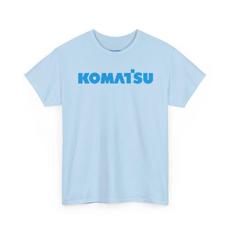 Komatsu White Excavator Machine Tee | Construction Heavy Equipment Shirt Light Blue