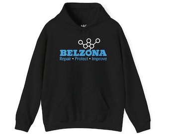 Sudadera con capucha de Belzona con el logotipo de Reparación, Protección y Mejora / Sudadera de empresa química industrial.