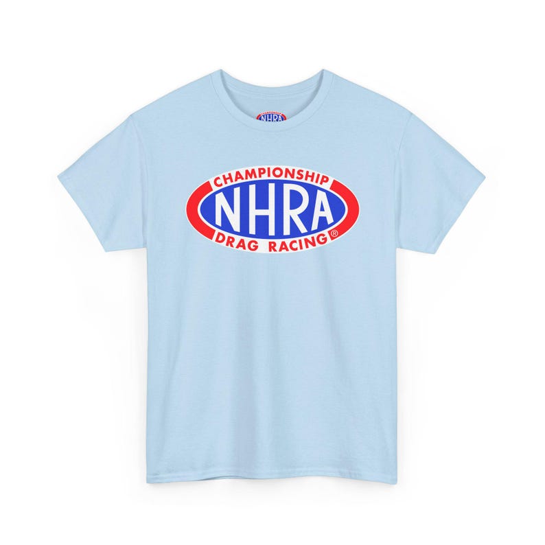 Camiseta de carreras de resistencia del campeonato NHRA / Camiseta con el logotipo de carreras Light Blue