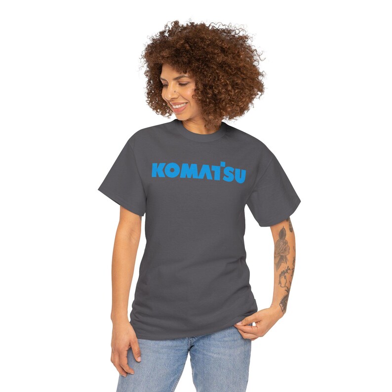 Komatsu Black Excavator Machine Tee | Construction Heavy Equipment Shirt image 4