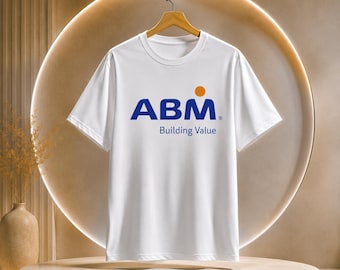 ABM Building Value White Logo T-Shirt | Corporate Logo Tee, White Company Shirt