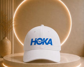 HOKA Logo Cap Low Profile Baseball Cap | Red Hat with Blue Logo