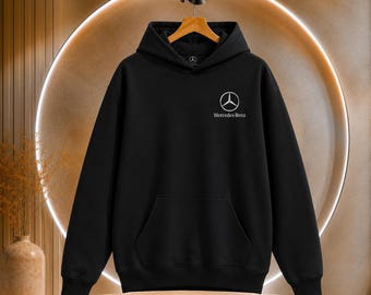 Meercedes-Benz Logo Hoodie | Automotive Logo Pullover, Black Car Brand Sweatshirt