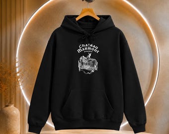 Chateau Marmont Illustration Hoodie | Vintage Hotel Graphic, Black Pullover