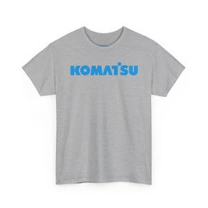 Komatsu White Excavator Machine Tee | Construction Heavy Equipment Shirt Sport Grey