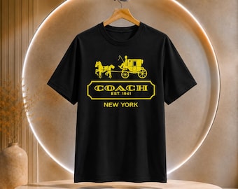 Coach Horse Carriage yelloow Logo T-Shirt | New York Fashion Tee