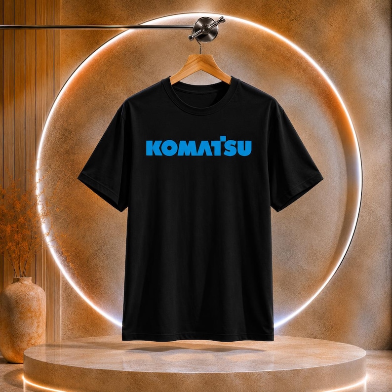 Komatsu Black Excavator Machine Tee | Construction Heavy Equipment Shirt image 1