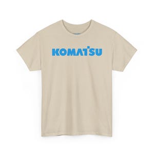 Komatsu White Excavator Machine Tee | Construction Heavy Equipment Shirt Sand