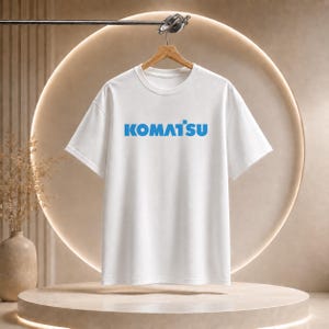 Komatsu White Excavator Machine Tee | Construction Heavy Equipment Shirt image 1