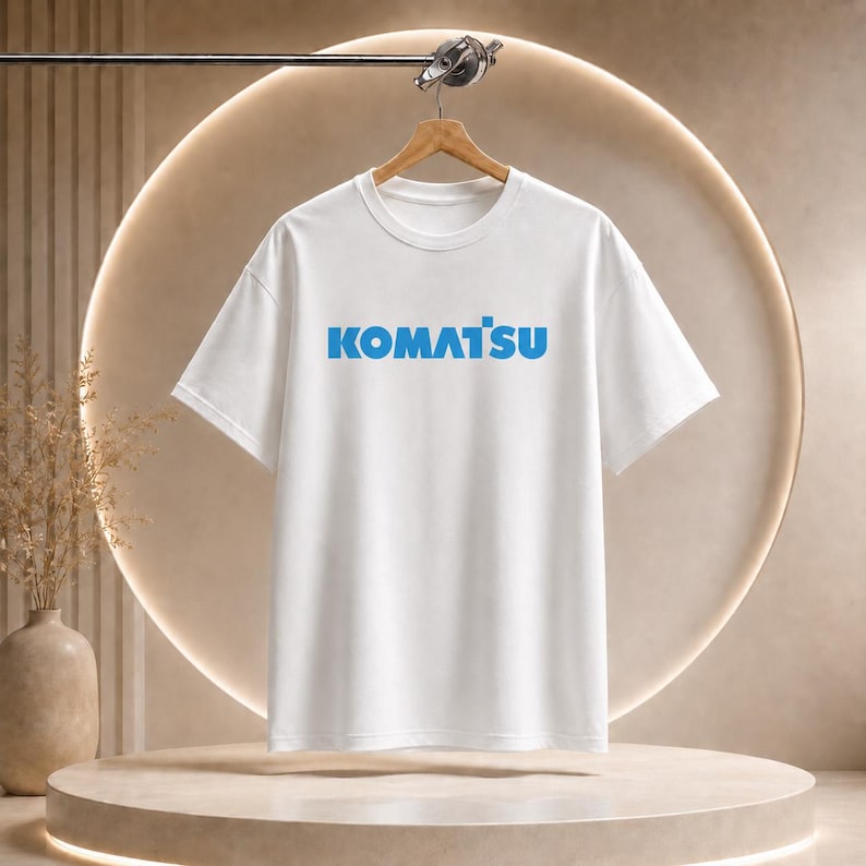 Komatsu White Excavator Machine Tee | Construction Heavy Equipment Shirt image 1