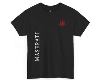 Camiseta con logotipo vertical de Maserati / Camisa de manga corta negra