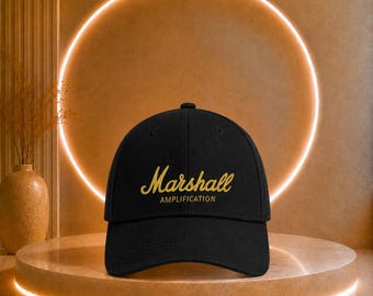 Marshall Amplification Logo Baseball Cap | Red hat, Yellow script