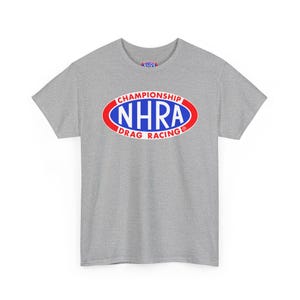 Camiseta de carreras de resistencia del campeonato NHRA / Camiseta con el logotipo de carreras Sport Grey