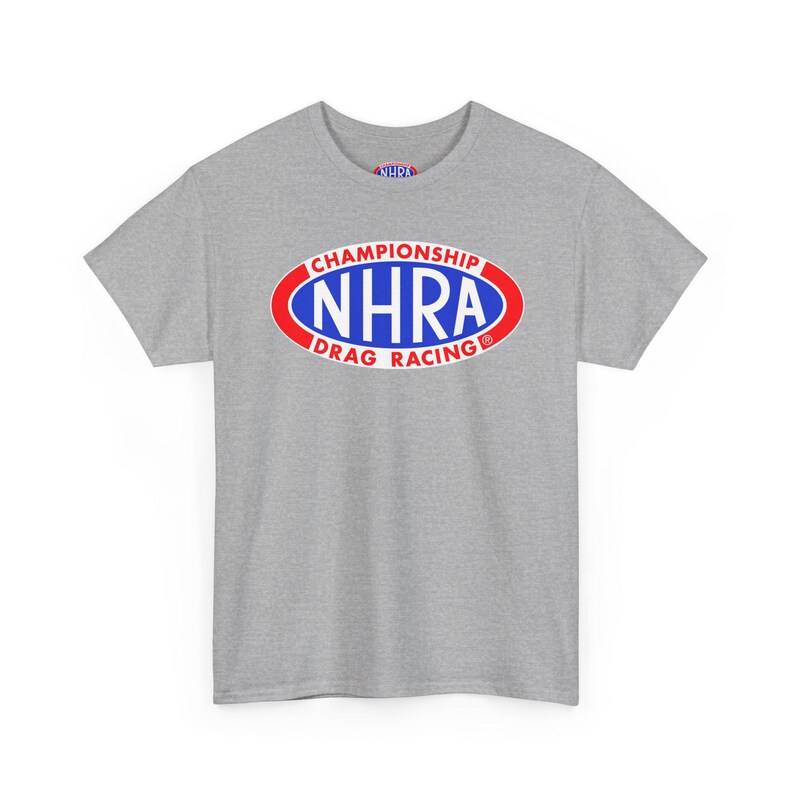 Camiseta de carreras de resistencia del campeonato NHRA / Camiseta con el logotipo de carreras Sport Grey