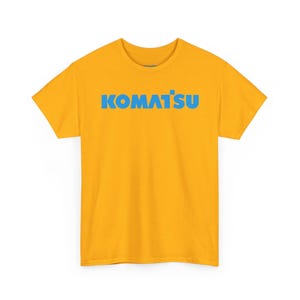 Komatsu White Excavator Machine Tee | Construction Heavy Equipment Shirt Gold