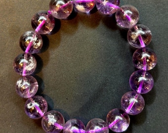 Natural Amethyst Bracelet, Purple Gemstone Bracelet, 12mm Handmade, Healing Crystal Jewelry, Gift for Her