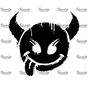 Smiley Grunge SVG | Emoji con goteo | Clipart de cara de grafiti | Arte callejero punk | SVG con goteo urbano | Corte Cricut