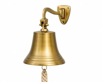 Campana de barco colgante de latón antiguo de 23 cm / Campana náutica de pared / Decoración marina vintage / Timbre marítimo / Regalo para el hogar costero