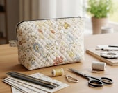 Makeup Bag Pattern PDF Sewing Tutorial - Easy Multi-Compartment Cosmetic Pouch for Beginners, Instant Digital Download