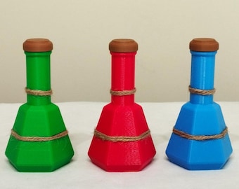 3D Printed Potion Bottle Set, RPG Cosplay Prop Decor