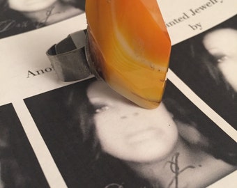 Orange Creme Agate Stone Ring
