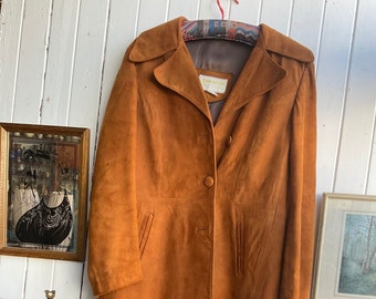 Vintage Suede Stephen Dattner Coat Jacket Long Size 16 Womens