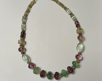 Vintage Tourmaline Necklace 1920s / 30s Beads Gem stones